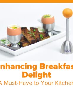 Egg Cups For Soft Boiled Eggs with Spoons - Egg & Cracker Tool Set - Stainless Steel Egg Opener Topper & Cutter - Hard Boiled Egg Holder Tool by Eparé Yellow Rubber Handle 27 71GX1YxiQHL