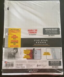 Five Star Loose Leaf Paper, Notebook Paper, Graph Paper, Reinforced Filler Paper, Fights Ink Bleed, 8.5 x 11, 100 Sheets (17012),White 1 Pack 38 71GXckLGZNL