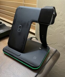 Wireless Charging Station, 2021 Upgraded 3 in 1 Wireless Charger Stand with Breathing Indicator Compatible with iPhone 12/11 Pro/XS/8, iWatch Series Black 34 71GY6H4FxnL