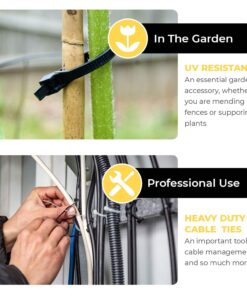 10 Inch Zip Ties Heavy Duty by Strong Ties - 150 Cable Ties Per Pack - Black Zip Ties 50lb Tensile Strength - All Weather UV Resistant, Indoor or Outdoor 10 Inch 10 71GaXj62tjL