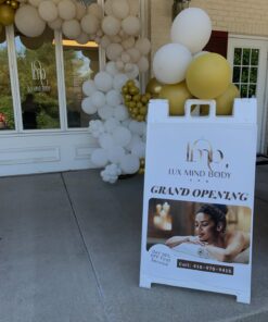 Plasticade Signicade Portable Storable Folding Heavy Duty Plastic A Frame Double Sided Sidewalk Sign with Locking Hinges, White 1 Pack 22 71GbTeYvwDL