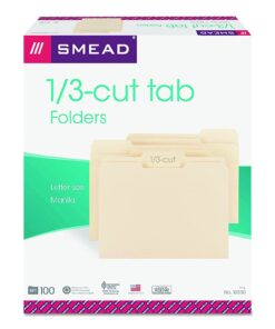 Smead File Folder, 1/3-Cut Tab, Letter Size, Manila , Assorted Positions, 100 Per Box (10330) 14 71GfNofV7eL
