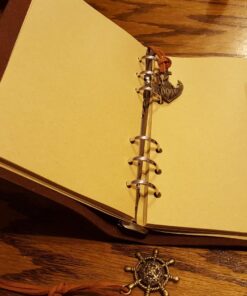 EvZ Leather Writing Journal Notebook, 7 Inches Vintage Nautical Spiral Blank String Diary Notepad Sketchbook Travel to Write in, Unlined Paper, Retro Pendants, Classic Embossed, Coffee 51 71GfQzNrAjL