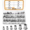 VIGRUE 205PCS 304 Stainless Steel Rivet Nut Assort Set Flat Head Threaded Rivetnut Insert Nutserts Assortment Kit(M3| M4| M5| M6| M8| M10) M3| M4| M5| M6| M8| M10