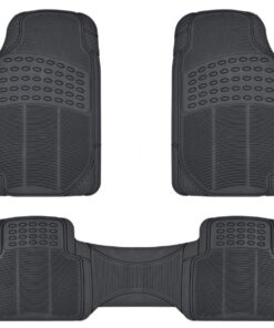 BDK M783 DuraChannel Heavy Duty Rubber Car Floor Mats Liner for Auto - All Weather 3 Piece Set Front & Rear, Fits Car Truck SUV Van, Universal Trim to Fit Black 30 71GgarPKwTL
