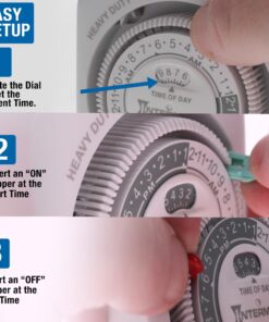 TN311 Heavy-Duty 24-Hour Indoor Mechanical Plug-in Timer - Efficient Control for 2 Devices, Customizable Scheduling - Timer for Lighting, Fans & Small Appliances 15 71GhIvkuHL