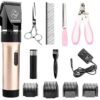 Sminiker Professional Low Noise Rechargeable Cordless Cat Dog Horse Clippers Professional Pet Clippers Grooming Kit,Animal Clippers Pet Grooming Kit(Gold) Gold-p6