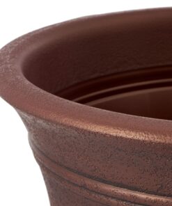 The HC Companies 16 Inch Sierra Round Self Watering Planter - Weather Resistant Plastic Resin Flower Garden Plant Pot Container, Rustic Redstone 16" 18 71GkJ0tX0GL