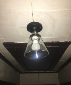 Globe Electric 65380 1-Light Flush Mount Ceiling Light, Dark Bronze, Satin Finish, Antique Brass Accents, Clear Glass Shade, Ceiling Light Fixture, E26 Bulb, Bulb Not Included Dark Bronze with Clear Glass 46 71Gki M5CyL