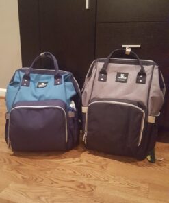 Hafmall Diaper Bag Backpack, Multifunctional Baby Diaper Bag with Stroller Hooks, Stylish Baby Bag for Mom Dad, Gray Black Black Gray 57 71GlClqoK7L