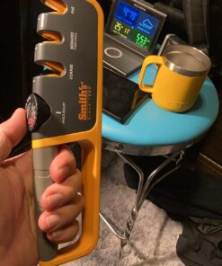 Smith's 50264 Adjustable Angle Knife Sharpener - Grey/Yellow - Adjustable Sharpening Angles - Repair, Restore & Polish Blades - 2-Stage Handheld Manual Sharpener - Hunting, Pocket & Serrated Knives 27 71GlIOSYHL