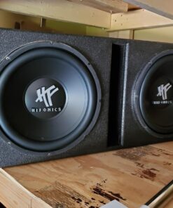 QPower QBOMB12V Dual 12 Inch Subwoofer Box with Bedliner Spray for Speakers, High-Performance Vented Subwoofer, Durable Sub Box, Black 43 71GlelERrkL