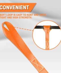 Cartman 6 Pack 1"x18" Soft Loop Motorcycle Tie Down Straps 3600lbs Load Capacity Tie-Down Loops for Secure Trailering of Bikes, ATV, Lawn Equipment, Orange 6pk Orange 21 71GllH68NsL