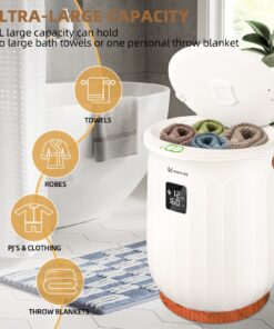 Keenray Towel Warmer Bucket, Luxury Hot Towel Warmer with LED Display, Child Safety Lock, Heat Timer 15/30/45/60 Min Adjustable, for Hot Tub, Bathroom, Spa, Brown, CL27 22 71Glwa27o4L