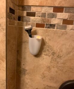 Command Bath Razor Holder, Clear Frosted, 1-Holder, 1- Water-Resistant Strip, Organize Damage-Free 42 71GmfyULS5L