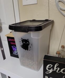 IRIS USA 10 Lbs / 12.75 Qt WeatherPro Airtight Pet Food Storage Container, for Dog Cat Bird and Other Pet Food Storage Bin, Keep Pests Out, Keep Fresh, Translucent Body, BPA Free, Clear/Black 34 71GmvhZEsL