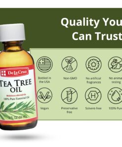 De La Cruz Tea Tree Oil - 100% Pure Tea Tree Essential Oil - Steam Distilled Tea Tree Oil for Aromatherapy - 1 FL OZ (30 mL) 1 Fl Oz (Pack of 1) 12 71Gn21EbTCL
