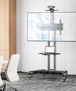 PERLESMITH Rolling/Mobile TV Cart with Wheels for 32-82 Inch LCD LED 4K Flat Screen TVs - TV Floor Stand with Shelf Holds Up to 100 lbs, Height Adjustable Trolley Max VESA 600x400mm- PSTVMC05 29 71GndnsWWYL