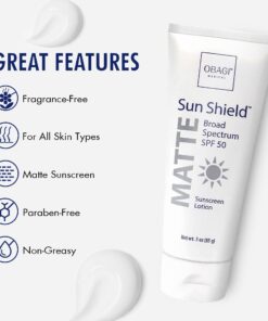 Obagi Sunscreen Sun Shield Matte Broad Spectrum SPF 50 Sunscreen, combines UVB absorption and UVA protection, 3 oz 3 Ounce (Pack of 1) 15 71Go9FrudzL