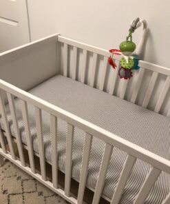 Burt's Bees Baby - Fitted Crib Sheet, Boys & Unisex 100% Organic Cotton Crib Sheet For Standard Crib and Toddler Mattresses (Heather Grey Thin Stripes) Heather Grey Stripes 27 71GovglRsML