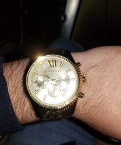 Michael Kors Lexington Men's Watch, Stainless Steel Bracelet Watch for Men Gold Steel 42 71GqOp1yRuL