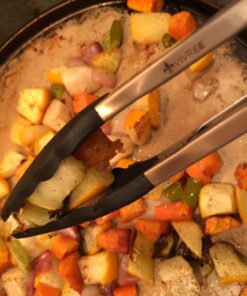 Vivree Kitchen Tongs Set - Salad & Grill Stainless Steel Serving Tongs with Silicone Tips - 9"&12" (Black) Black 83 71GrujLSRKL