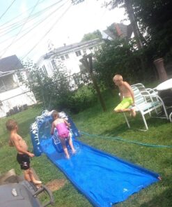 Jilong Outdoor Inflatable 16 Foot Slip and Slide Icebreaker Water Slide with Racing Raft and Water Sprayer for Ages 4 and Up, Blue 21 71GrxqdRFpL