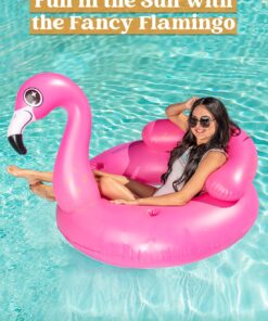 JOYIN Inflatable Flamingo Tube, Pool Float, Fun Beach Floaties, Swim Party Toys, Summer Pool Raft Lounge for Adults & Kids, with 2 Cup Holders and Head Rest 22 71GtJqb4feL