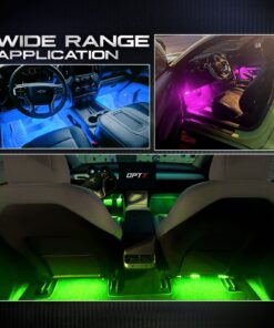 OPT7 Aura Interior Car Lights with Remote Control, Color Change, Music Sync Inside Ambient Lighting Kit, LED Lights for Car Truck Under Dash Accessories, Charger Adapter 12V, 4pc Single Row LED Strip RGB (Red, Green, Blue) 41 71GtVL4OvxL