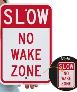 Alternative view of SmartSign No Wake Zone Sign, Slow Down Sign, Lake Signs for Outdoor, 12 x 18 Inches 3M Engineer Grade Reflective Aluminum, Weather Resistant EG Reflective