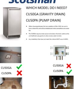 Scotsman CU50PA-1A Undercounter Ice Maker, Gourmet Cube, Air Cooled, Pump Drain with Cord, 115V/60/1-ph, 14.4 Amp (15 Amp Circuit Required), 14.9" Width x 22" Diameter x 34.4" Height Without Filtration System 13 71Gu5cMgAqL