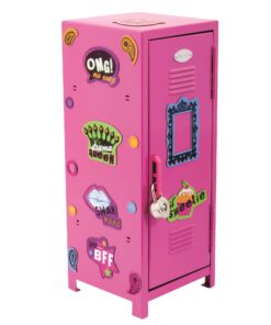 Schylling Girls Talk Pink Mini Locker - 11.25" Decorative Metal Storage Locker with 17 Mix-and-Match Magnets, Lock, and Keys - Ages 4-12 8 71GuEtzCjL