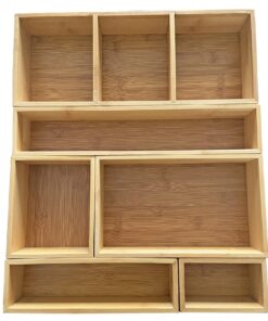 Bamboo Junk Drawer Organizer and 6 Storage Box Dividers Set,8 Compartment Organization Tray Holder for Craft,Sewing,Office,Bathroom.Kitchen … L1(15*18") 28 71GxEI2HjCL