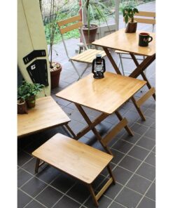 Time Concept Vacances Foldable Low Bamboo Table - L 12" x W 20" x H 9" - Wooden Picnic Furniture, Portable Dining Use 12D x 20W x 9H in 16 71Gyhn9H5IL