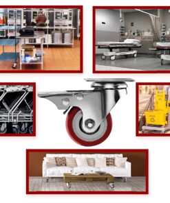 Online Best Service 4 Pack Caster Wheels Swivel Plate On Red Polyurethane Wheels (2 inch with Brake) 2 inch with Brake 20 71GzXznMyiL