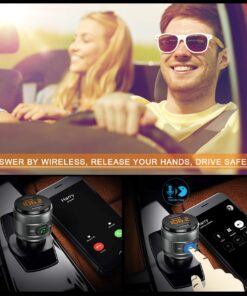 IMDEN Bluetooth 5.0 FM Transmitter for Car, 3.0 Wireless Bluetooth FM Radio Adapter Music Player FM Transmitter/Car Kit with Hands-Free Calling and 2 USB Ports Charger Support USB Drive 30 71GzaKH6lwL