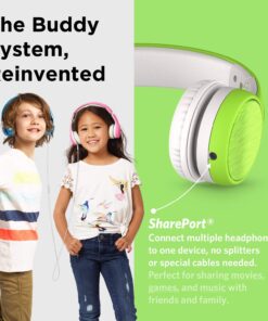 LilGadgets Connect+ Style Wired Toddler Noise Canceling Headphones with SharePort® Technology, Child-Friendly Foldable On-Ear Headset with Built-in Microphone, Kids Headphones Wired, Green 11 71GzoUZXfL