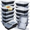 Enther 36oz Meal Prep Containers 20 Pack 3 Compartment with Removable Insert Tray 2 Tier Food Storage Bento Box with Lid, BPA Free Reusable Lunch Box Stackable/Microwave/Dishwasher/Freezer Safe Black 20 Pack 3 Compartment with Tray
