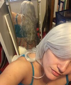 Rbenxia Curly Cosplay Wig Long Hair Heat Resistant Spiral Costume Wigs Anime Fashion Wavy Curly Cosplay Daily Party Silver 32" 80cm 67 71H0T39XfxL