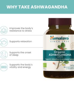 Himalaya Organic Ashwagandha, 60 Day Supply, Herbal Supplement for Stress Relief, Energy Support, Occasional Sleeplessness, USDA Certified Organic, Non-GMO, Vegan, Gluten Free, 670 mg, 60 Caplets 32 71H0lZ4oIIL