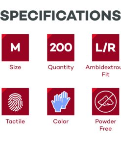 Dealmed Nitrile Medical Grade Exam Gloves, Disposable, Latex-Free, Medium (200 ct.) Medium (Pack of 200) Purple (Pack of 1) 19 71H3b9sJdrS