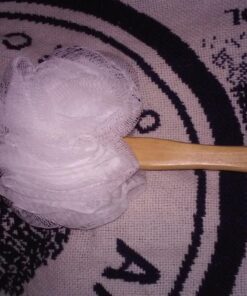 Shower Loofah on a Stick Body & Back Scrubber - Long Handled Mesh Bath Sponge Pouf Luffa Brush on a Stick with a Wood Handle for Men & Women - Easy Reach Body Wash & Lotion Applicator 1 Count (Pack of 1) 30 71H3lSWxYqL