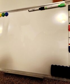 Whiteboard Set - Dry Erase Board 24 x 18" with 1 Magnetic Dry Eraser, 4 Dry Wipe Markers and 4 Magnets - Small White Hanging Message Scoreboard for Home Office School (24x18" Landscape) 24x18" Landscape 31 71H3rSlBj L