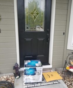 Camco 5.3-Gallon Portable Travel Toilet | Features Detachable Holding Tank w/Sealing Slide Valve & Bellow-Type Flush | Easy Transport w/Compact Lightweight Design & Carry Handle | Gray (41541) 5.3 Gallon 50 71H4Lo4 H1L