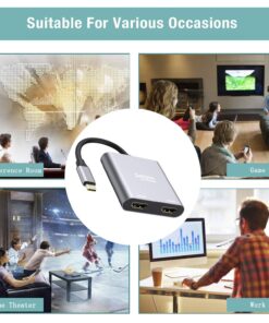 Selore&S-Global USB C to Dual HDMI Adapter 4K @60hz, Type C to HDMI Converter for MacBook Pro Air 2020/2019/2018,LenovoYoga 920/Thinkpad T480,Dell XPS 13/15/17,etc 31 71H5DEqRyyL