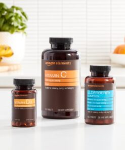 Amazon Elements Elderberry Complex, Immune System Support Tablet, Berry Flavored Lozenges, Adult, Unisex, 60 Count, Elderberry 100mg, Vitamin C 103mg, Zinc 12mg per Serving (Packaging may vary) 29 71H71k97xVL