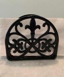 Fleur De Lis Design Cast Iron Napkin Holder, By Home Basics (Black) / Napkin Holders For Kitchen/Table Napkin Holder With Non-Skid Feet/Doubles As Storage For Small Papers Black 37 71H99kga1ML