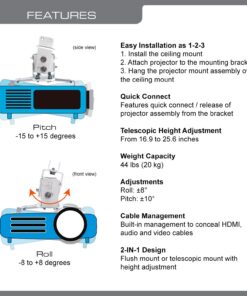QualGear QG-PM-002-WHT Universal Projector Ceiling Mount, White 18 71HCAeMOZxL