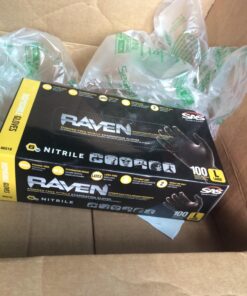 SAS Raven Powder Free Nitrile Disposable Gloves | 7 Mil - Lg | Latex Free, Chemical + Puncture Resistant, Textured Grip, Single Use | for Automotive, Industrial, Janitorial, MRO, Food Service 37 71HCXT9sZ8L