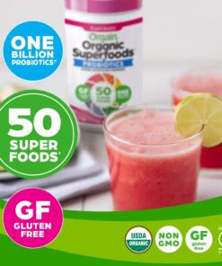 Orgain Organic Greens Powder + 50 Superfoods, Berry - 1 Billion Probiotics for Gut Health, Antioxidants, Vegan, Plant Based, Gluten Free, Non GMO, Dairy Free Juice & Smoothie Mix - 0.62lb 20 Servings (Pack of 1) 18 71HCZS93GL